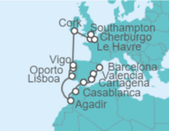 Itinerario del Crucero Desde Barcelona a Southampton (Londres) - Royal Caribbean