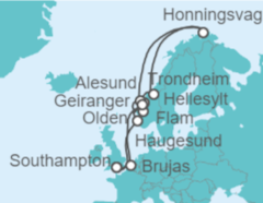 Itinerario del Crucero Fiordos Noruegos y Cabo Norte - Princess Cruises