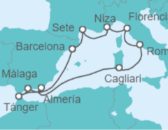 Itinerario del Crucero España, Italia, Francia - Holland America Line