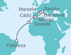 Itinerario del Crucero De Brasil a Europa - Costa Cruceros