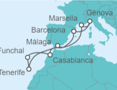 Itinerario del Crucero Marruecos, Portugal, España, Francia, Italia - MSC Cruceros