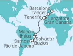 Itinerario del Crucero Desde Barcelona a Río de Janeiro (Brasil) - MSC Cruceros