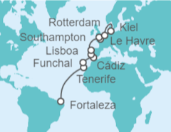 Itinerario del Crucero Desde Fortaleza (Brasil) a Kiel (Alemania) - Costa Cruceros