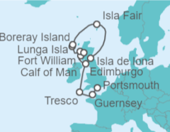 Itinerario del Crucero Desde Portsmouth (Reino Unido) a Edimburgo, Escocia - Silversea