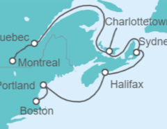 Itinerario del Crucero Viaje completo Canadá y Nueva Inglaterra - Holland America Line