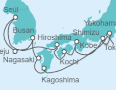 Itinerario del Crucero Viaje completo Japón y Corea del sur - Holland America Line