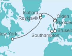 Itinerario del Crucero Travesía Transatlántica con Eclipse Solar - Cunard