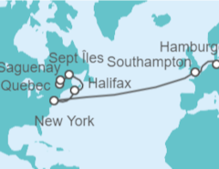 Itinerario del Crucero Canadá, Estados Unidos (EE.UU.), Reino Unido - Cunard