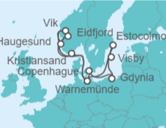 Itinerario del Crucero Las costas del Mar del Norte y del Mar Báltico I - AIDA