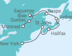 Itinerario del Crucero Costas escénicas y viejo Quebec - Regent Seven Seas