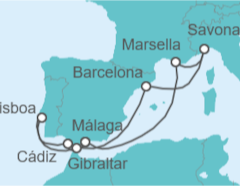 Itinerario del Crucero Francia, Italia, España, Gibraltar, Portugal - Costa Cruceros