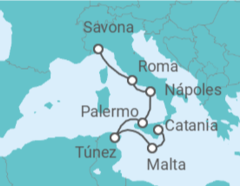 Itinerario del Crucero Italia, Túnez, Malta - Costa Cruceros