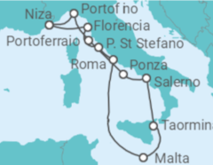 Itinerario del Crucero Eclipse Total desde aguas abiertas del Mediterráneo - Silversea