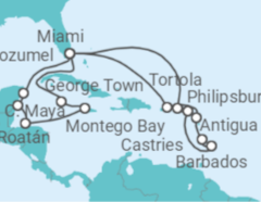 Itinerario del Crucero Caribe al Completo - Cunard