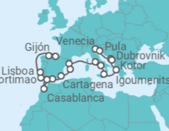 Itinerario del Crucero Descubrimiento del Adriático y la Península Ibérica - Oceania Cruises