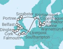 Itinerario del Crucero Eclipse de las Islas Británicas - Oceania Cruises