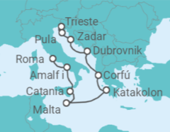Itinerario del Crucero Alrededor del barco - Oceania Cruises