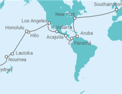 Itinerario del Crucero Segmento vuelta al mundo: de Southampton a Sydney - Cunard
