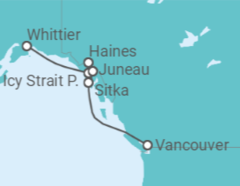 Itinerario del Crucero Pasaje Glacial de Alaska - Oceania Cruises