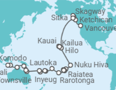 Itinerario del Crucero Aventura de Alaska a Asia - Oceania Cruises