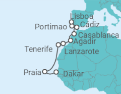 Itinerario del Crucero Segmento vuelta al mundo: de Dakar a Lisboa - Silversea