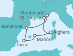 Itinerario del Crucero Un viaje desde las maravillas baleares hasta la legendaria elegancia de la Riviera - Explora Journeys
