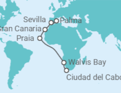 Itinerario del Crucero De Mallorca hasta Ciudad del Cabo - AIDA