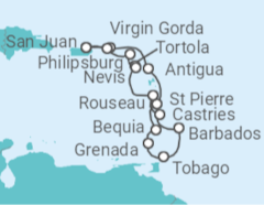 Itinerario del Crucero Islas Vírgenes - Reino Unido, Antigua Y Barbuda, San Vicente e Islas Granadinas, Barbados, Santa ... - Azamara