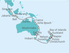 Itinerario del Crucero Grand Voyage: De Nueva Zelanda a Singapur - Azamara