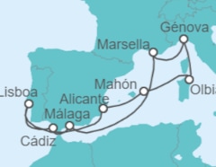 Itinerario del Crucero Francia, España, Portugal - MSC Cruceros