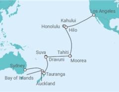 Itinerario del Crucero Segmento de vuelta al mundo: de Sydney a Los Ángeles - Princess Cruises