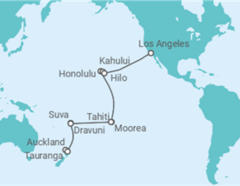 Itinerario del Crucero Segmento de vuelta al mundo: de Auckland a Los Ángeles - Princess Cruises
