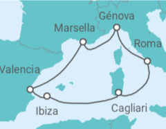 Itinerario del Crucero Italia, Francia, España - MSC Cruceros