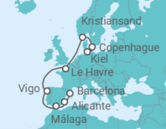 Itinerario del Crucero De Kiel a Barcelona - Costa Cruceros