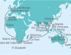 Itinerario del Crucero Segmento vuelta al mundo: de Sydney a Hamburgo - Cunard