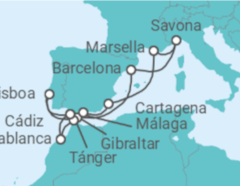 Itinerario del Crucero Portugal, Gibraltar, España, Francia, Italia y Marruecos - Costa Cruceros