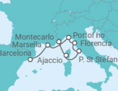 Itinerario del Crucero Romántico litoral y los intensos sabores de Italia - Silversea