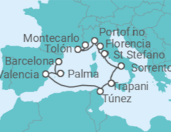Itinerario del Crucero Carácter artístico del Mediterráneo - Silversea