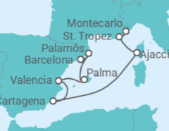 Itinerario del Crucero Las resplandecientes aguas del Mediterráneo  - Silversea