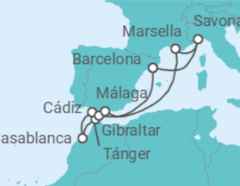 Itinerario del Crucero Marruecos, España, Gibraltar, Francia e Italia - Costa Cruceros