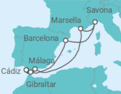 Itinerario del Crucero Gibraltar, España, Francia e Italia - Costa Cruceros