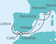 Itinerario del Crucero Francia, Italia, España, Portugal, Gibraltar - Costa Cruceros