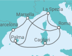 Itinerario del Crucero Italia, Francia, España - AIDA