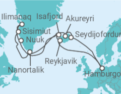 Itinerario del Crucero Islandia, Groenlandia - AIDA