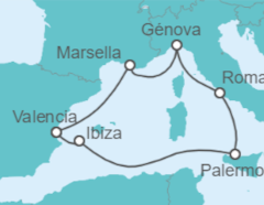 Itinerario del Crucero La música del Mediterráneo 2027 - MSC Cruceros