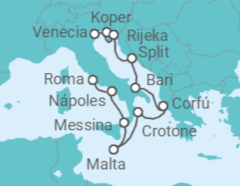 Itinerario del Crucero Vacaciones en Croacia e Italia - Oceania Cruises
