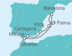 Itinerario del Crucero Gibraltar, España - AIDA