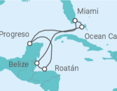 Itinerario del Crucero Un viaje por maravillas mayas, arrecifes llenos de vida y mares serenos - Explora Journeys