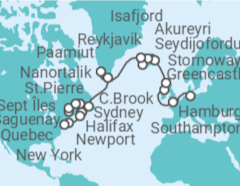 Itinerario del Crucero Un gran viaje de auroras boreales y tesoros culturales del norte de Europa - Explora Journeys