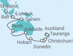Itinerario del Crucero  Australia, Nueva Zelanda e Indonesia - Princess Cruises